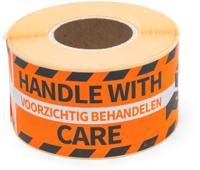 Waarschuwingsetiket Rillprint handle with care 46x125mm oranje 250 stuks - thumbnail