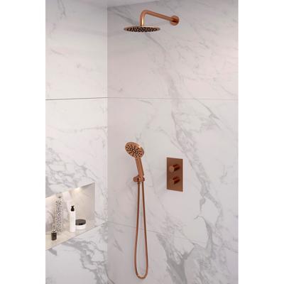 Brauer Copper Edition Thermostatische Regendoucheset Inbouw - Hoofddouche 20 cm - Gebogen Wandarm - 3 Weg - Handdouche 3 Standen - Doucheslang - Wandaansluitbocht