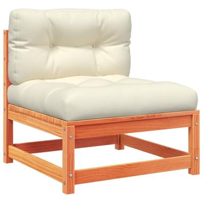 9-delige Loungeset met kussens massief grenenhout wasbruin - thumbnail