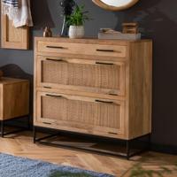 Artistiq Schoenenkast 'Denice' Mangohout en rotan, 91 x 85cm - thumbnail