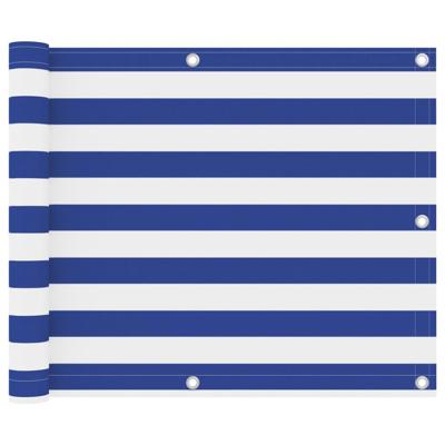 Balkonscherm 75x300 cm oxford stof wit en blauw Balkonscherm 75x300 cm oxford stof wit en blauw