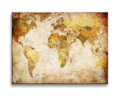 Schilderij - Oude Wereldkaart, Bruin, 40X30cm, 1luik