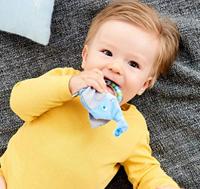 Haba rammelaar Olifant 14 cm polyester blauw 2 delig - thumbnail