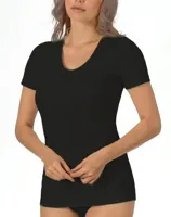 Entex dames thermo T-shirt korte mouw - Diepe ronde hals - Warm Wollen ondershirt - thumbnail