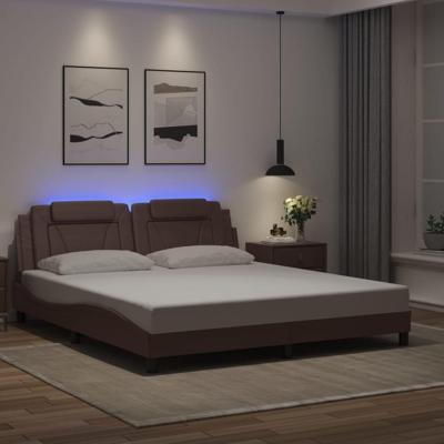 Bedframe met LED-verlichting kunstleer bruin 180x200 cm