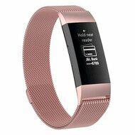 Fitbit Charge 3 & 4 milanese bandje - Maat: Large - Rosé goud