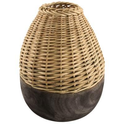 Vaas Paulownia hout zwart/naturel 38 cm | 4 stuks