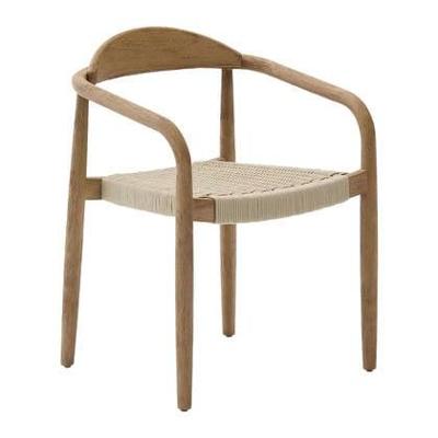Kave Home Tuin / Eetkamerstoel 'Nina' Acaciahout, kleur Ecru