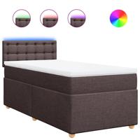 Boxspring met matras stof donkerbruin 90x190 cm - thumbnail