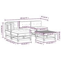 5-delige Loungeset met kussens massief hout - thumbnail