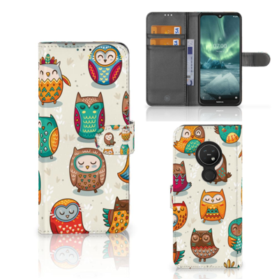 Nokia 7.2 | Nokia 6.2 | Telefoonhoesje | Met pasjeshouder | Vrolijke Uilen