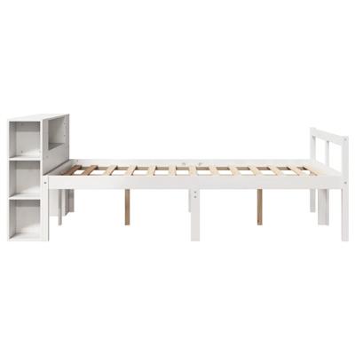 Bed met boekenkast zonder matras grenenhout wit 150x200 cm - thumbnail