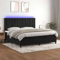 Boxspring met matras en LED fluweel zwart 200x200 cm - thumbnail