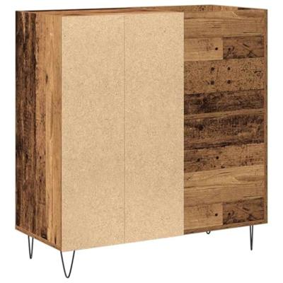 Platenkast artisanaal eikenkleurig 85 x 38 x 89 cm Bewerkt hout
