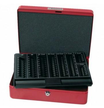 Geldkist Pavo met muntsorteerbak 300x240x90mm rood