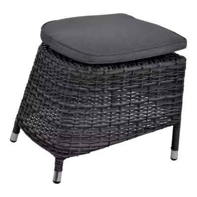 Soho Forte voetenbank wicker hocker antraciet 52x50x42 cm