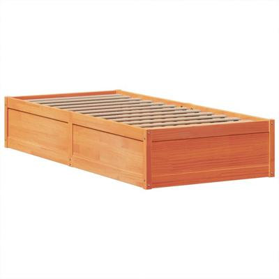 Bedframe zonder matras massief grenenhout wasbruin 75x190 cm