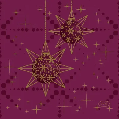 Duni 3-laags tissue servet gilded bauble 24x24cm bordeauxrood 20 stuks