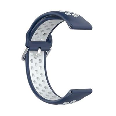 Siliconen sportbandje met gesp - Donkerblauw + wit - Garmin Vivoactive 6 / Vivoactive 5 / Vivoactive 3