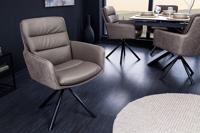 Draaibare Design Stoel BIG GEORGE taupe Echt Lederen Microvezel met Armleuning Retro - 43635 - thumbnail