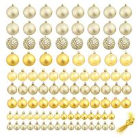 100-delige Kerstballenset 3/4/6 cm goudkleurig - thumbnail