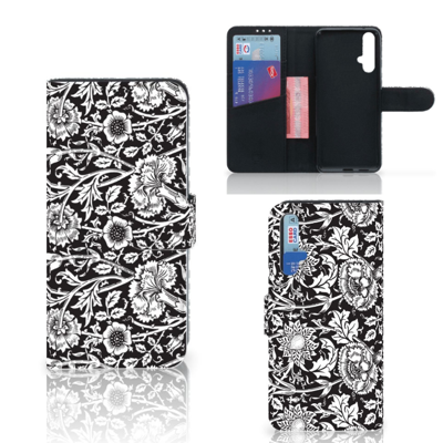 Honor 20 Hoesje Black Flowers Honor 20 Hoesje Black Flowers