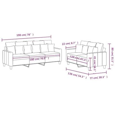 2-delige Loungeset met kussens stof taupe