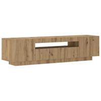 Tv-meubel met LED 160x35x40 cm bewerkt hout artisanaal eiken - thumbnail