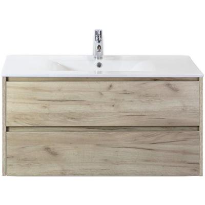 Dante Badmeubelset 100 cm - Craft Oak - Keramische Wastafel Wit Enjoy