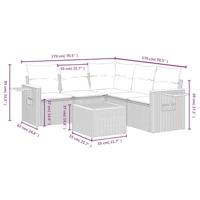 6-delige Loungeset met kussens poly rattan grijs - thumbnail