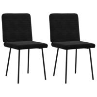 Eetkamerstoelen 2 st fluweel zwart - thumbnail
