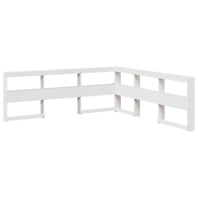 Bed met boekenkast zonder matras grenenhout wit 200x200 cm - thumbnail