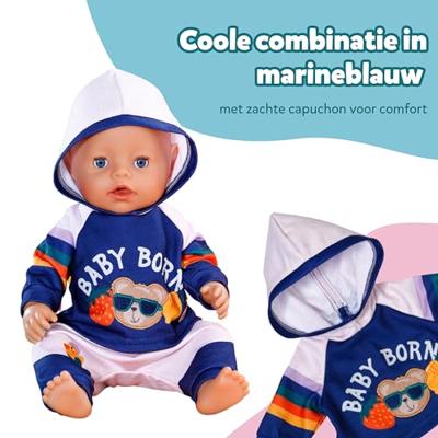 BABY born joggingpak - 43 cm - blauw