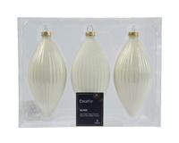 Olijf glas d6h13 cm wolwit 3st kerst Decoris - Decoris - thumbnail