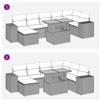 8-delige Loungeset met kussens poly rattan beige - thumbnail