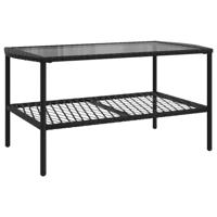 4-delige Loungeset met kussens poly rattan zwart - thumbnail