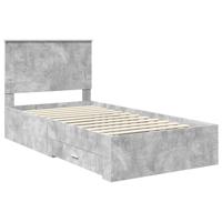 Bedframe met hoofdeinde Beton Grijs 100 x 200 cm Bewerkt hout - thumbnail
