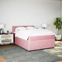 Boxspring met matras fluweel roze 160x200 cm - thumbnail
