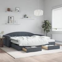 Slaapbank onderschuifbed lades 100x200 cm fluweel donkergrijs - thumbnail