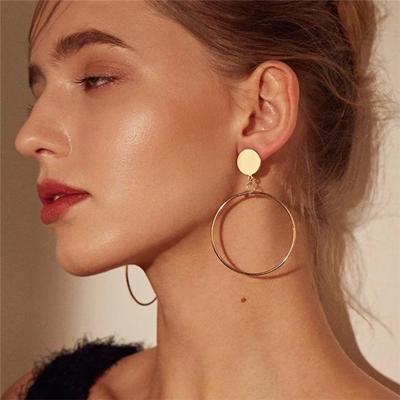 Geometrische grote ronde oorbellen grote holle daling Earrings(Gold)