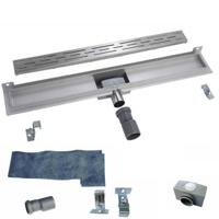 RVS Douchegoot Muurflens met uitneembaar sifon 100x7cm 6,7cm diep STANDAARD ROOSTER - thumbnail