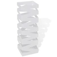 VidaXL Paraplu- en wandelstokhouder strepen wit vierkant staal 48,5 cm - thumbnail