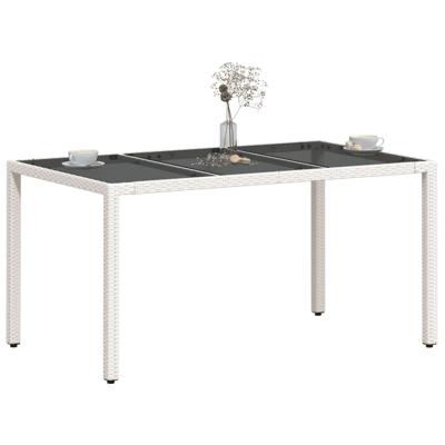 Tuintafel met glazen blad 150x90x75 cm poly rattan wit - thumbnail