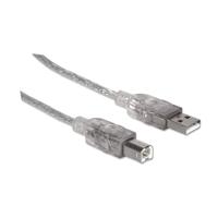Manhattan 333405 USB-kabel USB 2.0 USB-A stekker, USB-B stekker 1.80 m Zilver - thumbnail