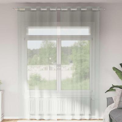 Gordijnen voile met doorvoertules 2 st 140x260 cm lichtgrijs