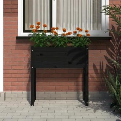 VidaXL Plantenbak 78x40x81 cm massief grenenhout zwart