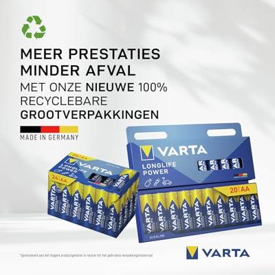 Batterijen Varta alkalina longlife power aa - lr06 1,5 V AA LR06 (24 Onderdelen) (24 Stuks)