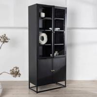 Nohr Vitrinekast 'Shaune' 190 x 80cm, kleur Zwart - thumbnail