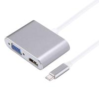 2 in 1 VGA & HDMI Female to USB-C / Type-C Male Hub Splitter Adapter(Grey) - thumbnail