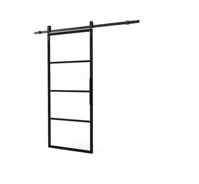 Intersteel DIY-schuifdeur Cubo zwart incl. transparant glas 980x2350x28mm + zwart ophangsysteem Basic